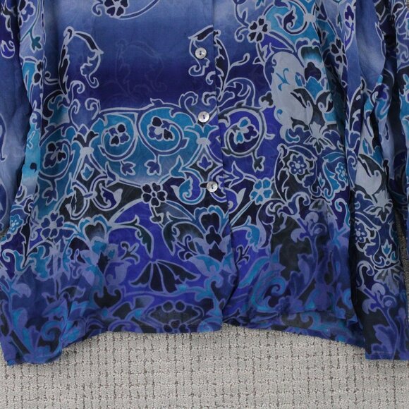 Vintage Victoria SOIE Silk Shirt Womens 1X Purple Button Down Floral Pattern NWT - Picture 4 of 9